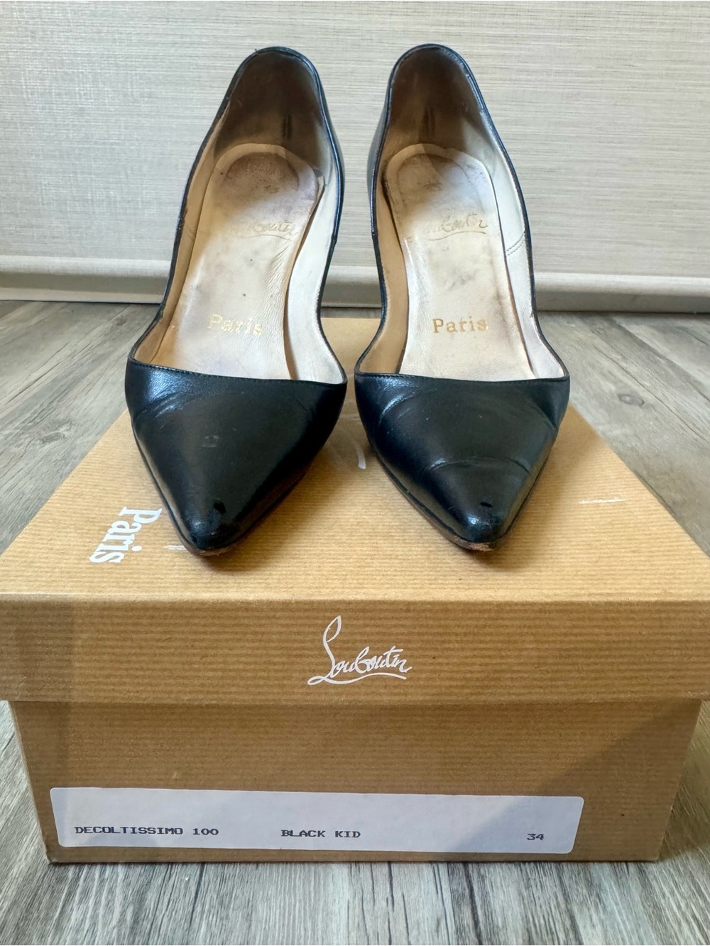 Christian Louboutin Decoltissimo 100 Black Kid Leather Pumps EU 34
